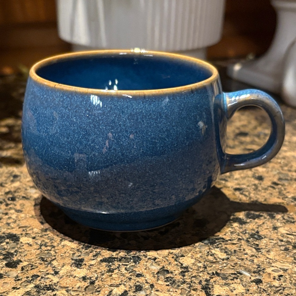 Authentic Denby Vintage Blue Rams Head Stoneware Tea Cup Handmade in England/UK